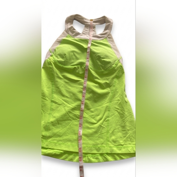 lululemon athletica Neon Lime Athletic Tank with White Trim PTP 12-14 - Picture 5 of 5